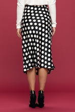 Load image into Gallery viewer, RENEE C Polka Dot Satin Midi Skirt