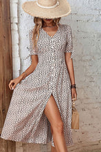 Load image into Gallery viewer, Animal Print Button Front V-Neck Tied Dress