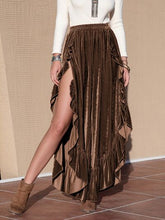 Load image into Gallery viewer, Ruffle Trim Wide Leg Slit Pants