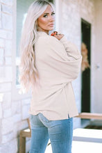Load image into Gallery viewer, Collared Neck Half Button Long Sleeve Blouse
