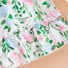 Load image into Gallery viewer, Girls Floral Bow Detail Frill Trim Dress