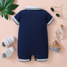 Load image into Gallery viewer, Embroidered Collared Neck Short Sleeve Romper