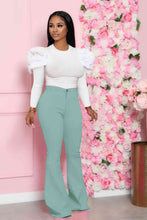 Load image into Gallery viewer, Leg-Of-Mutton Sleeve Top and Flare Pants Set