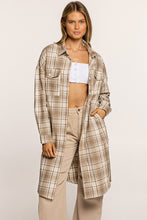 Load image into Gallery viewer, Plaid Button-Up Longline Shacket with Breast Pockets