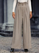 Load image into Gallery viewer, Plaid Wide Leg Pants With Belt