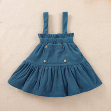Load image into Gallery viewer, Baby Girl Puff Sleeve Round Neck Top and Buttoned Overall Dress Set