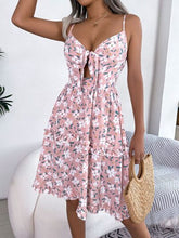 Load image into Gallery viewer, Printed Plunge Cap Sleeve Cami Dress