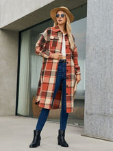 Load image into Gallery viewer, Plaid Pocketed Button Up Trench Coat