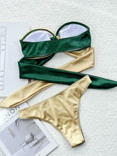 Load image into Gallery viewer, Two-Tone Ring Detail Tied Bikini Set