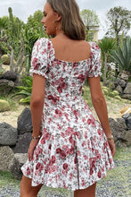 Load image into Gallery viewer, Floral Tie Front  Frill Trim Pleated Dress