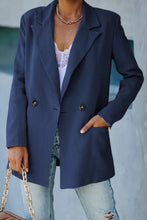 Load image into Gallery viewer, Double-Breasted Padded Shoulder Blazer with Pockets