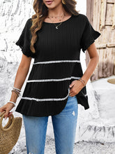 Load image into Gallery viewer, Round Neck Flounce Sleeve Blouse