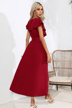 Load image into Gallery viewer, Ruffled Tied V-Neck Midi Dress