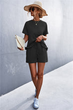 Load image into Gallery viewer, Raglan Sleeve Ruffle Hem Top and Shorts Set with Pockets