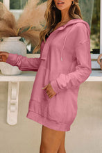Load image into Gallery viewer, Drawstring Half Zip Hooded Dress