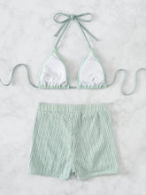 Load image into Gallery viewer, Eyelet Halter Neck Bra and Bottom Swim Set