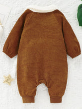Load image into Gallery viewer, Baby Buttoned Collared Neck Corduroy Jumpsuit