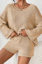 Load image into Gallery viewer, Round Neck Dropped Shoulder Sweater and Drawstring Pants Set