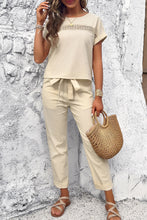 Load image into Gallery viewer, Round Neck Short Sleeve Top and Pants Set
