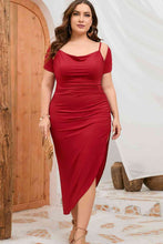 Load image into Gallery viewer, Plus Size Asymmetrical Hem Ruched Dress