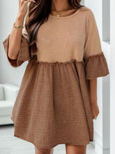 Load image into Gallery viewer, Frill Round Neck Half Sleeve Dress