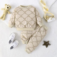 Load image into Gallery viewer, Bear Print Round Neck Top and Elastic Waist Pants Set
