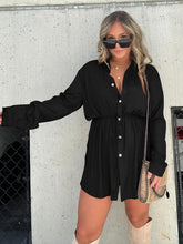 Load image into Gallery viewer, Button Up Long Sleeve Slit Shirt and Shorts Set