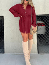 Load image into Gallery viewer, Button Up Long Sleeve Slit Shirt and Shorts Set