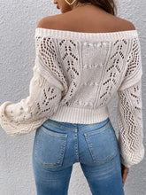 Load image into Gallery viewer, Openwork Off-Shoulder Long Sleeve Sweater