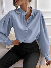 Load image into Gallery viewer, Mock Neck Button Front Shirt