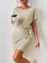 Load image into Gallery viewer, Ribbed Boat Neck Short Sleeve Dress