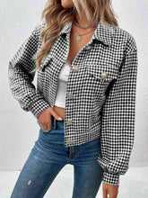 Load image into Gallery viewer, Houndstooth Collared Neck Button Up Jacket