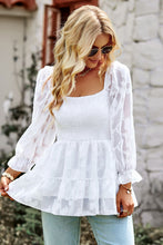 Load image into Gallery viewer, Smocked Square Neck Flounce Sleeve Blouse