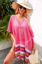 Load image into Gallery viewer, Rainbow Stripe Openwork Slit Cover-Up