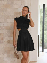 Load image into Gallery viewer, Cutout Ruched Mock Neck Mini Dress