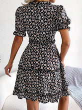 Load image into Gallery viewer, Floral Frill Trim Ruffle Hem Deep V Mini Dress