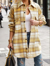 Load image into Gallery viewer, Pocketed Plaid Button Up Dropped Shoulder Shacket