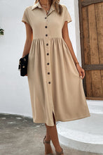 Load image into Gallery viewer, Button Front Short Sleeve Dress