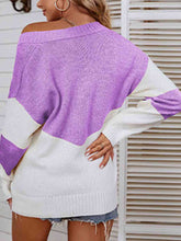 Load image into Gallery viewer, Color Block V-Neck Sweater