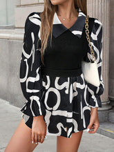Load image into Gallery viewer, Collared Neck Black And White Color-Contrast Print Long Sleeve Shirt