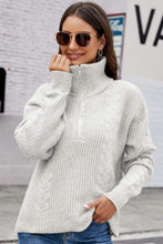 Load image into Gallery viewer, Half Zip Mixed Knit Collared Sweater