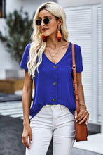 Load image into Gallery viewer, Buttoned V-Neck Short Sleeve Top