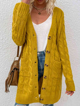 Load image into Gallery viewer, Cable-Knit Button Down Cardigan with Pockets