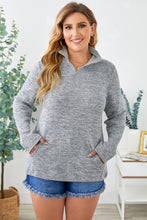 Load image into Gallery viewer, Plus Size Heathered Quarter Zip Pullover