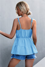 Load image into Gallery viewer, Frill Trim Sleeveless Plunge Top