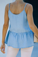 Load image into Gallery viewer, V-Neck Denim Peplum Cami