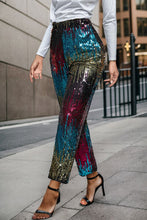 Load image into Gallery viewer, Sequin Contrast High Waist Pants
