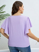 Load image into Gallery viewer, Textured Round Neck Flutter Sleeve Blouse
