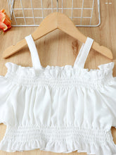 Load image into Gallery viewer, Baby Girl Frill Trim Cropped Top and Striped Pants Set