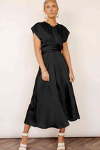 Load image into Gallery viewer, Satin Cap Sleeve Tie Back Midi Dress